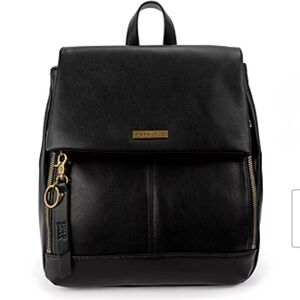 FRYE AND CO. Black Leather Backpack with Gold Accents